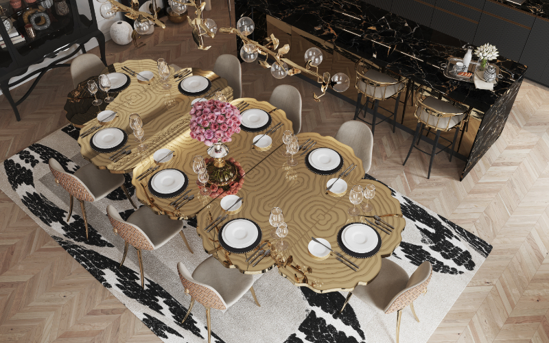 gold dining table