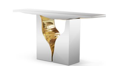 white console with golden details